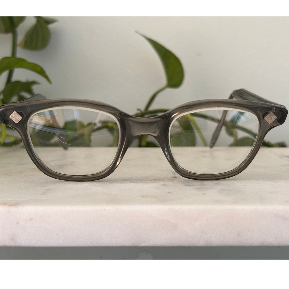 Vintage Bouton U-Fit Safety Glasses Smoke Gray Translucent Frames USA Made